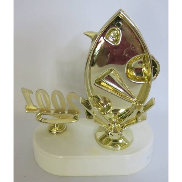 VINTAGE 2001 Cheerleading Trophy School Sports Pom Poms Megaphone White Base - Picture 5 of 7